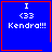 Four blue square with red borders display white text 'I <33 Kendra!!!' and small symbols in bottom corners