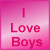 A 2x2 contact sheet of three animated frames showing a pink gradient background with the text "I Love Boys" in different colors and styles across sampled frames.