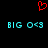 Red pixelated heart symbol above two identical cyan text strings on black background.