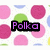 Pixelated polka-dot pattern with four distinct text labels and symbols on a white background.