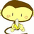 Pixelated cartoon monkey with brown hair and yellow skin holds a banana, standing on a white background with a purple banner below reading "BIPOLAR MONKEY!!!" in black text.
