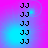 identical pixelated 'JJ' symbols arranged in four quadrants on a gradient background shifting from pink to blue