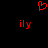 Red pixelated heart symbol above two identical red 'ily' text elements on a black background.