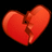A pixelated red heart split into two jagged pieces against a solid black background, with visible pixelation and no text or additional elements.