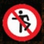 Red circular prohibition sign with diagonal line over black stick figure running, next to pixelated text 'reality hacker.' on white background.
