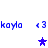 Blue pixelated text 'kayla' and '<3 kayla' with a blue star in the center, transitioning to a lighter purple star in the second frame.