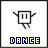 Pixelated icon of a square figure with two vertical bars for eyes, arms and legs in various positions above the word DANCE.