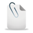 Pixelated icon of a white document with a folded corner and a blue-gray paperclip attached to it on a gray background.