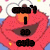 Red cartoon character with large eyes and orange nose, smiling widely in four distinct pixelated views showing different poses and backgrounds.