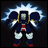 A pixelated animated buddy icon featuring a Gundam-style robot with blue and white armor, red accents, and glowing white energy effects around its head, alongside text reading "Anime IM" and "COM" on the right side of the contact sheet.