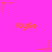 Bright pink background with orange text 'Kylie' repeated in a pattern and small star-shaped icons with dotted trails