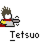 Animated contact sheet of a pixel art character performing an action sequence with visible text beneath each frame on gray background.