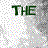 A 3x2 contact sheet of animated frames showing text evolution and a small green-tinted image with figures, all on a gray pixelated background.