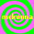 Four identical spiral patterns in green and pink with yellow text "mckenna" overlaid on each, arranged in a