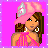 Pixel art contact sheet showing a female character in pink attire across four frames with the name "Caroline" displayed.