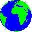 A 5x5 contact sheet of animated Earth globe frames showing rotation and partial visibility changes across sampled animation frames.