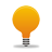 Pixelated light bulb icon with orange-yellow gradient globe and dark gray base on solid gray background.