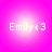 Four identical circular icons with pink gradient backgrounds display "Emily<3" text in white pixelated font.