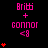 Pixel art displays 'Bri6 + Connor <8' text with red heart counts increasing across three on black background, showing animation progression