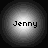 Four circular grayscale icons display the name 'Jenny' in pixelated text, each with a distinct brightness gradient from center to edge.