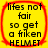 Four identical yellow square icons with red borders display black text reading "lifes not fair so get a friken HELMET" in pixelated font.