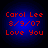 Four identical blue circular icons with red pixelated text reading 'Carol Lee 8/9/07 Love You' arranged in a