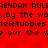 Red background with black pixelated text repeating 'RENDAN RULRENDAN RULE', 'by the wa, by the wa', 'teletubbies teletubbies', and 'e ovr the w2 ovr the w' in two identical horizontal bands.