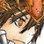 Anime-style character face with brown hair, orange eyes, and a red headpiece showing subtle expression changes across frames.