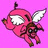 Pixelated pink pig with white wings and brown accents flying against a solid pink background, next to pixelated text reading 'When Pigs Fly...' in matching pink.