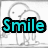 A four- comic-style animation showing two stick figures interacting, with the word "Smile" overlaid in cyan text on the top-left