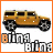 Animated pixel art of a golden SUV with black wheels and windows, positioned above repeating 'bling' text in orange and white.