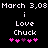 Pixelated text and heart symbols on a black background with two identical side-by-side layouts.