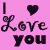 Pixelated pink background icon with black text and symbols reading "I ❤️ Love You" in a stylized font.