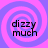 Four identical display 'dizzy much' text over a purple and pink spiral background with no visible animation changes