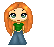 Pixelated character with orange hair, green shirt, blue pants in six sequential expressions including closed eyes and text overlays.