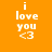 Pixelated orange background with white text 'i love you <3' and four variations of pink horizontal bars covering different parts of the text.