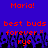 Blue background with red pixelated text reading 'Mario!', 'best buds', 'forever.*', and 'rye' in two identical mirrored sections.