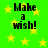 Green background with yellow stars and black text reading "Make a wish!" in four quadrants.