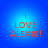 Four identical circular blue icons with red text reading "I LOVE ALEXIS!" arranged in a