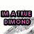 Pixelated diamond ring image with pink text reading 'IM A TRUE DIMOND' on a white background.