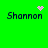 Green background with four 'Shannon' text instances, each paired with a distinct pink pixel art symbol above or beside it.