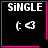 Four identical black square with pink borders display 'SiNGLE' text and '( <3' emoticon; top-right has a small pink heart, bottom-right has a pink starburst