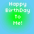 Four identical pixelated icons arranged in a , each displaying 'Happy Birthday To Me!' text on a green-to-blue gradient background