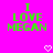 Bright pink background with green pixelated text reading "I LOVE MEGAN" and two white heart symbols at the bottom.
