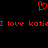 Red pixelated heart symbol above repeated red text reading 'I love kotie' on black background.
