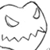 Pixelated grayscale icon of a stylized character face with abstract curved lines forming the outline, featuring a single eye and wavy mouth on a white background.
