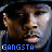 Animated contact sheet of a 5x5 grid showing sequential frames from an animated buddy icon featuring a person's face with the text "GANGSTA" in blue pixelated font below each frame.