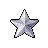 Static pixel art of a five-pointed star with silver and white shading on a gray background.
