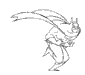 Six sequential line-drawn frames of a Batman-like figure in motion, showing running poses with cape flowing backward.