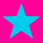 Four cyan stars on a bright pink background arranged in two of two